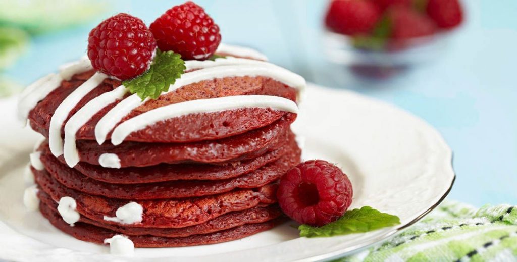 Red velvet pancakes